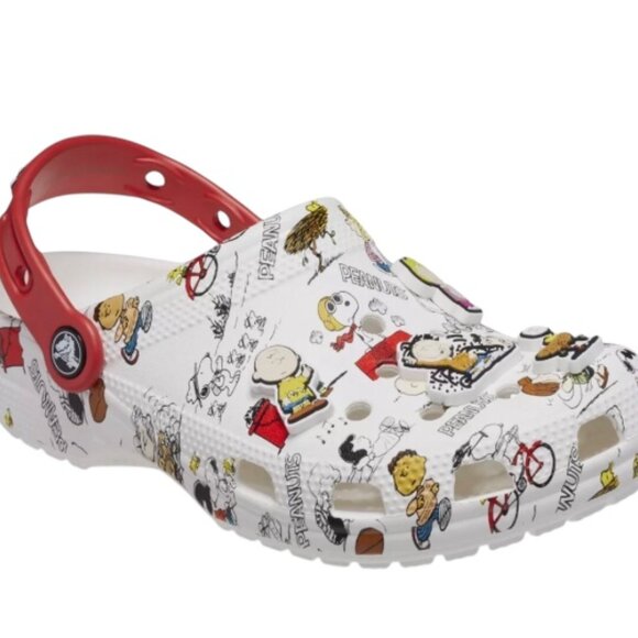 Crocs Mens Womens Adult Classic Peanuts Snoopy Charlie Brown Clog White (NEW) - Picture 2 of 7
